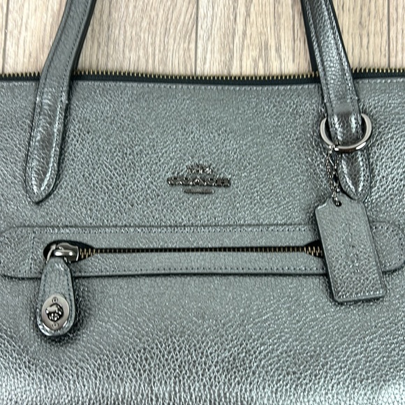 Coach 23592 Grey Pewter charcoal Metallic Taylor Tote - Picture 3 of 14